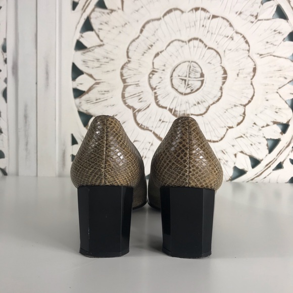 Stuart Weitzman Brown Snakeskin Block Heel Pumps - Picture 5 of 8